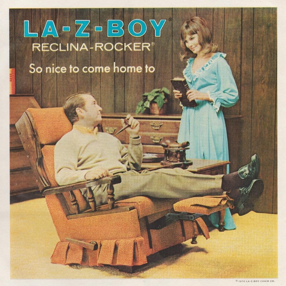 La‎ Z Boy Reclina Rocker Chair Mid Century Living Room Vintage Print Ad 1970